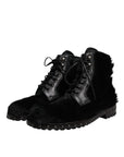 Dolce & Gabbana Black Pony Style Leather Mid Calf Boots Shoes