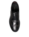 Dolce & Gabbana Black Embroidered Classic Leather Derby Dress Shoes