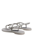 Dolce & Gabbana White Leather Logo Ankle Strap Sandals Shoes