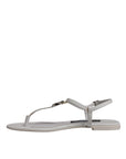 Dolce & Gabbana White Leather Logo Ankle Strap Sandals Shoes