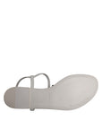 Dolce & Gabbana White Leather Logo Ankle Strap Sandals Shoes