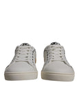 Dolce & Gabbana White Suede Leather Low Top Sneakers Shoes