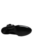 Dolce & Gabbana Black Lace Up Heels High Boots Shoes