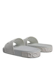 Dolce & Gabbana White Rubber Slides Sandals Beachwear Shoes