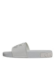 Dolce & Gabbana White Rubber Slides Sandals Beachwear Shoes