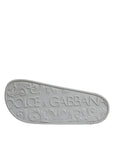 Dolce & Gabbana White Rubber Slides Sandals Beachwear Shoes