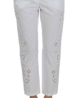 Dolce & Gabbana Elegant White Floral Cutout Dress Pants