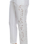 Dolce & Gabbana Elegant White Floral Cutout Dress Pants