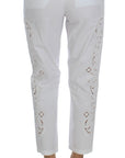 Dolce & Gabbana Elegant White Floral Cutout Dress Pants