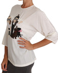 Dolce & Gabbana Chic Figure Family Applique Silk Top