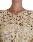 Dolce & Gabbana Chic Beige Crochet Raffia Cardigan