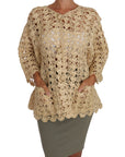 Dolce & Gabbana Chic Beige Crochet Raffia Cardigan
