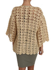 Dolce & Gabbana Chic Beige Crochet Raffia Cardigan