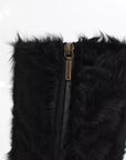 Dolce & Gabbana Black Xiangao Lamb Fur Leather Boots Shoes