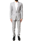 Dolce & Gabbana Light Gray Wool GOLD 2 Piece Formal Suit