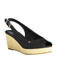 Tommy Hilfiger Black Cotton Women Sandal