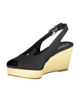 Tommy Hilfiger Black Cotton Women Sandal
