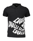 Cavalli Class Black Cotton Mens Polo Shirt