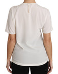 Dolce & Gabbana Elegant Silk Crewneck Blouse with Applique