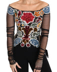 Dolce & Gabbana Elegant Floral Applique Long Sleeve Top