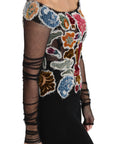 Dolce & Gabbana Elegant Floral Applique Long Sleeve Top