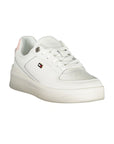 Tommy Hilfiger Elegant White Lace-Up Sneakers with Contrast Detail