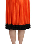 Dolce & Gabbana High-Waist Black & Orange Knee-Length Skirt