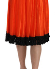 Dolce & Gabbana High-Waist Black & Orange Knee-Length Skirt