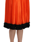 Dolce & Gabbana High-Waist Black & Orange Knee-Length Skirt