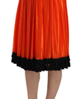Dolce & Gabbana High-Waist Black & Orange Knee-Length Skirt