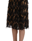 Dolce & Gabbana Elegant Gold Black Silk Blend High Waist Skirt