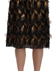 Dolce & Gabbana Elegant Gold Black Silk Blend High Waist Skirt