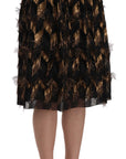 Dolce & Gabbana Elegant Gold Black Silk Blend High Waist Skirt