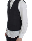 Dolce & Gabbana Elegant Gray Striped Wool Vest