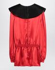Valentino Valentino Red silk blouse with black collar