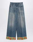 Valentino Valentino Blue washed jeans with jacquard bottoms