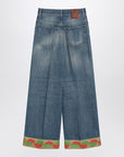 Valentino Valentino Blue washed jeans with jacquard bottoms