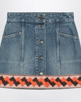 Valentino Valentino Denim mini skirt with jacquard trim