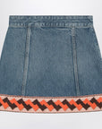 Valentino Valentino Denim mini skirt with jacquard trim