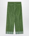 Valentino Valentino Green velvet trousers with jacquard hem