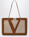 Valentino Garavani Valentino Garavani Large Viva Superstar Bag in Natural/Spice Canvas