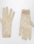 Valentino Garavani Valentino Garavani Vlogo Signature butter-coloured lace gloves