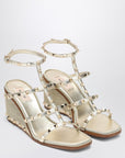 Valentino Garavani Valentino Garavani Rockstud wedge sandals in platinum color