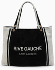 Saint Laurent Saint Laurent Rive Gauche tote in black and white terry cloth