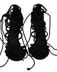 Dolce & Gabbana Elegant Black Suede Gladiator Stilettos