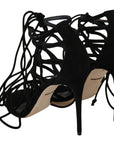 Dolce & Gabbana Elegant Black Suede Gladiator Stilettos