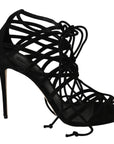 Dolce & Gabbana Elegant Black Suede Gladiator Stilettos