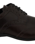 Dolce & Gabbana Elegant Brown Leather Oxford Flats