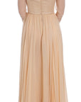 Dolce & Gabbana Elegant Beige Silk Full Length Sheath Dress