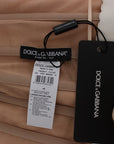 Dolce & Gabbana Elegant Beige Silk Full Length Sheath Dress